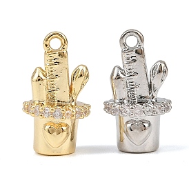 Латунные микропаве прозрачные подвески с фианитом, контейнер для ручек, линейка и ручка, без кадмия, без никеля и без свинца