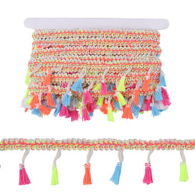 Плетеная лента-бахрома из полиэстера в виде сороконожки, кружевная отделка с кисточками, с картонной карточкой