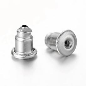 304 Stainless Steel Ear Nuts, Bullet Earring Backs, 5.5x5mm, Hole: 0.8mm