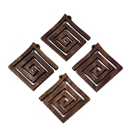 Natural Walnut Wood Pendants, Undyed, Square