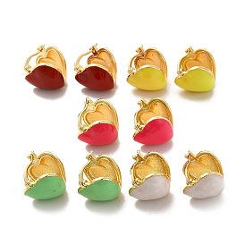Enamel Heart Hoop Earrings, Golden Brass Jewelry for Women