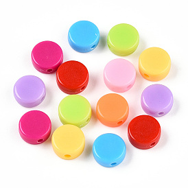 Opaque Acrylic Beads, Flat Round