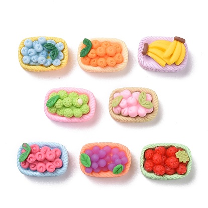 Autumn Theme Opaque Resin Decoden Cabochons, DIY Accessories, Peach, Litchi, Blueberry, Cherry, Orange, Grape, Strawberry, Banana