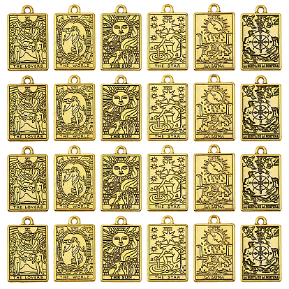 24 шт 6 подвески из цинкового сплава, прямоугольник с шармом Таро