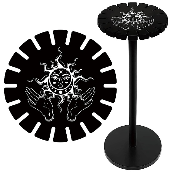 Деревянный руль, деревянная витрина, черный держатель подставка, стеллаж для хранения маятников в деревенском стиле, ведьма