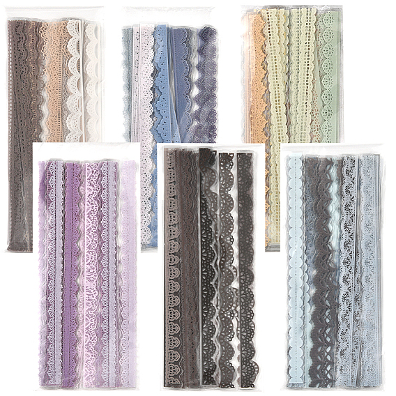6Bag 6 Styles PET Lace Patterns Decorative Dacals for DIY Scrapbooking