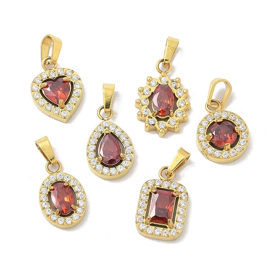 Ионное покрытие (ip) 304 подвески из нержавеющей стали с микропаве из кубического циркония, золотые чары