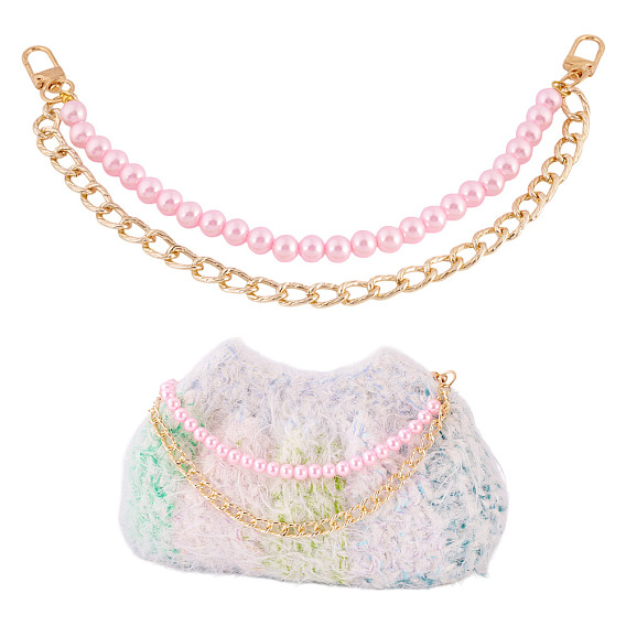 Алюминиевые цепи для пандуса цепи для удлинения сумок, с пластиковой имитацией жемчуга и поворотными застежками из сплава, золотые