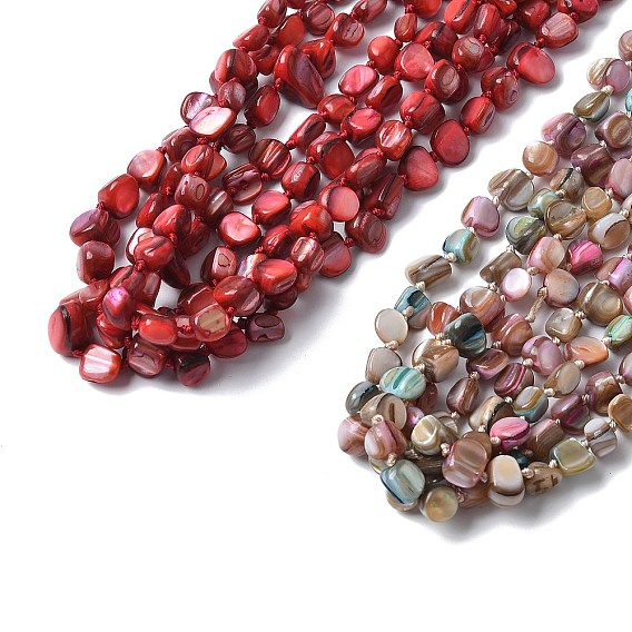 Богемный ракушечный чип 3 слои ожерелья, с 304 нержавеющей стали застежки