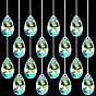16Pcs Glass Pendants, AB Color, Faceted, with 10M Fishing Thread Nylon Wire for Make Wind Chime Accessories