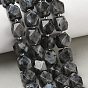 Natural Labradorite Beads Strands, Nuggets, Faceted, with Seed Beads