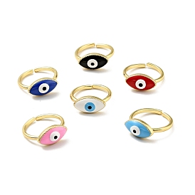 Enamel Horse Eye Open Cuff Ring, Gold Plated Brass Jewelry for Women, Cadmium Free & Lead Free
