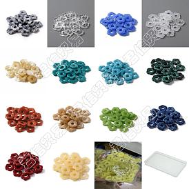 60Pcs 15 Colors Acrylic Beads, Imitation Gemstone Style, Half Drilled, Flower