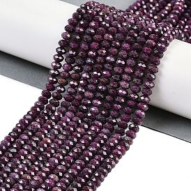 Natural Ruby Beads Strands, Grade AA, Faceted, Rondelle