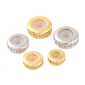 Покрытие стойки латунные прозрачные бусины из кубического циркония, долговечный, без свинца и без кадмия, круглые