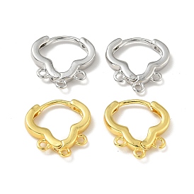 Brass Hoop Earring Findings, with Triple Horizontal Loops, Lead Free & Cadmium Free & Nickel Free