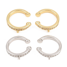 Фурнитура ушных манжет из латуни с микропаве из прозрачного кубического циркония, с петлей, без кадмия и без свинца, долговечный, стойки покрытие