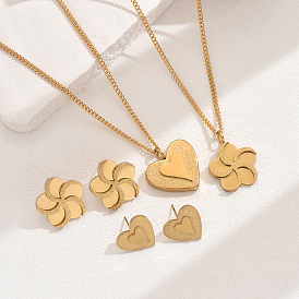 Элегантный винтажный 201 комплект ожерелий с подвеской в виде цветка в форме сердца из нержавеющей стали для женщин