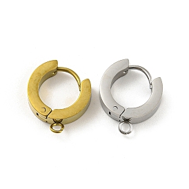 304 accessoires boucles d'oreilles créoles en acier inoxydable, anneau, avec boucles horizontales