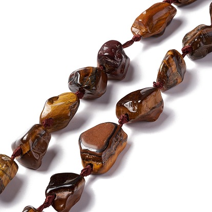 Chapelets de perles oeil de tigre naturelles, nuggets