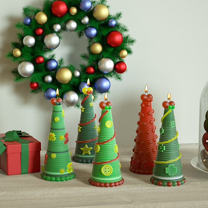 Christmas Tree with Box/Clover/Star DIY Candle Silicone Molds, for Scented Candle Making