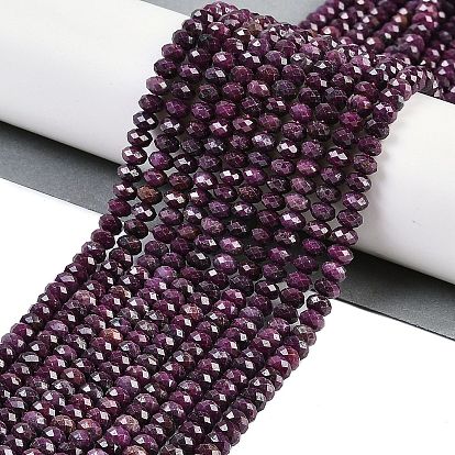 Натуральные рубиновые бисерные пряди, класс АА, граненые, рондель