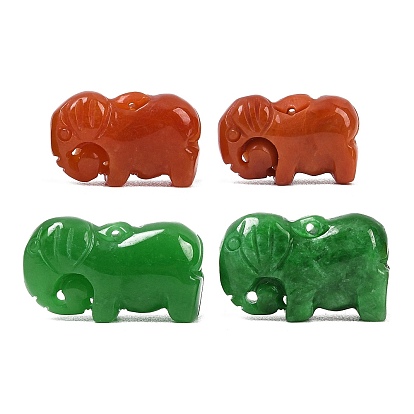 Подвески из натурального бирманского нефрита, окрашенные и резные., Слон прелести