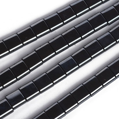 Electroplated Non-magnetic Synthetic Hematite Multi-Strand Links, Two-Hole, Square
