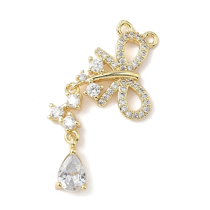 Латунные микро проложить кубического циркония подвески, бантом, без свинца и без кадмия, долговечный, реальный 18 k позолоченный, стойки покрытие