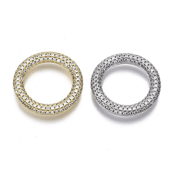 Brass Micro Pave Cubic Zirconia Linking Rings, Ring, Nickel Free