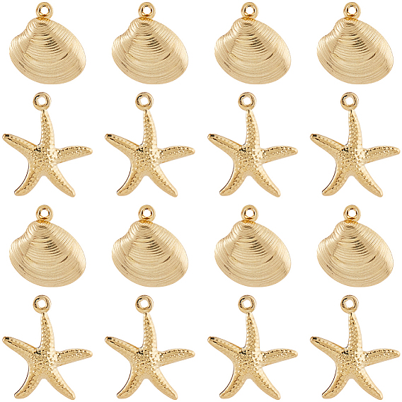 64 шт. 2 стили 316 подвески из хирургической нержавеющей стали, подвеска в форме ракушки/морской звезды