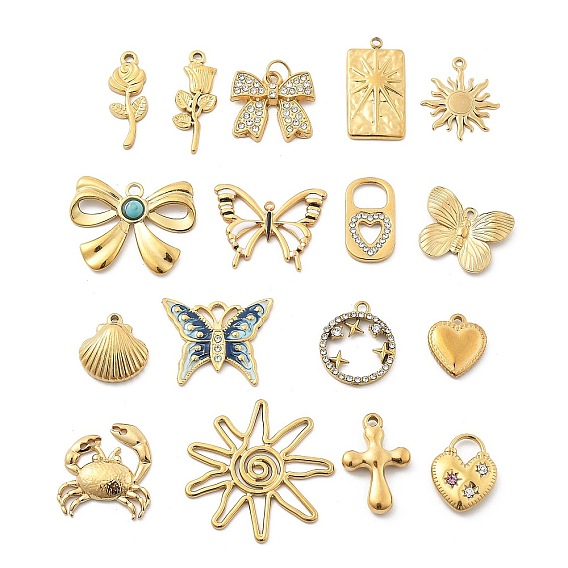 304 из нержавеющей стали горный хрусталь подвески, реальный 18 k позолоченный