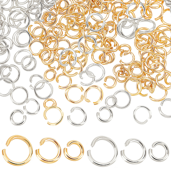 300шт 6 стили стойка покрытие латунные соединительные кольца, открытые кольца прыжок, долговечный