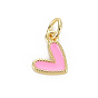 Brass Enamel Charms, with Jump Rings, Cadmium Free & Nickel Free & Lead Free, Real 16K Gold Plated, Heart