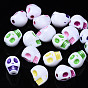 Opaque White Acrylic Beads, Craft Style, Skull