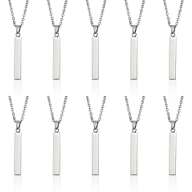 10 шт. 201 ожерелье из нержавеющей стали с прямоугольным кулоном