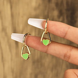 Earrings Personalized dripping oil multi-color peach heart copper earrings Simple and versatile heart-shaped earrings