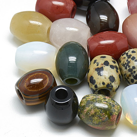 Perles de pierre mixtes naturelles et synthétiques, Perles avec un grand trou   , baril