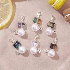 Подвесные украшения из акрила и стекла с имитацией жемчуга в виде кошки, Застежки-когти из цинкового сплава, подвески для украшений сумок