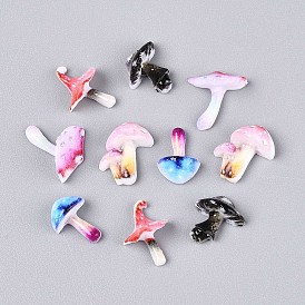 Кабошоны из непрозрачной смолы с грибной тематикой