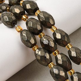Природного пирита бисер нитей, с бисером, граненые, овальные