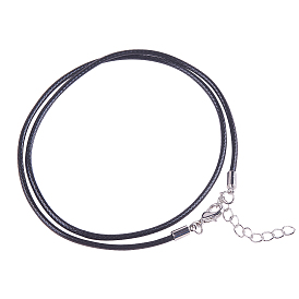 Waxed Cotton Cord Necklace Making, with Zinc Alloy Lobster Claw Clasps and Brass Findings, Nickel Free, Platinum Metal Color, 18.1 inch