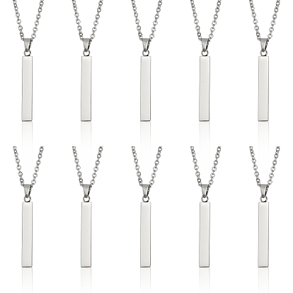 10 шт. 201 ожерелье из нержавеющей стали с прямоугольным кулоном