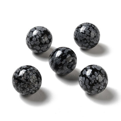 Natural Snowflake Obsidian Beads, No Hole/Undrilled, Round