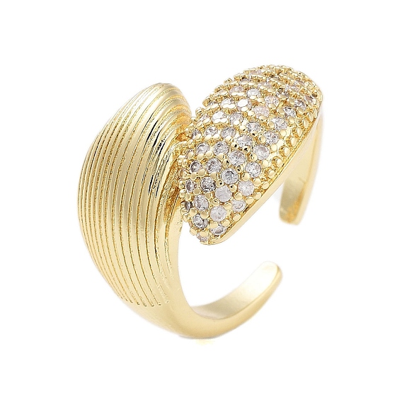 Стойка с покрытием каплевидной латуни микро-паве с кубическим цирконием открытые манжеты кольца для женщин, без кадмия и без свинца, долговечный