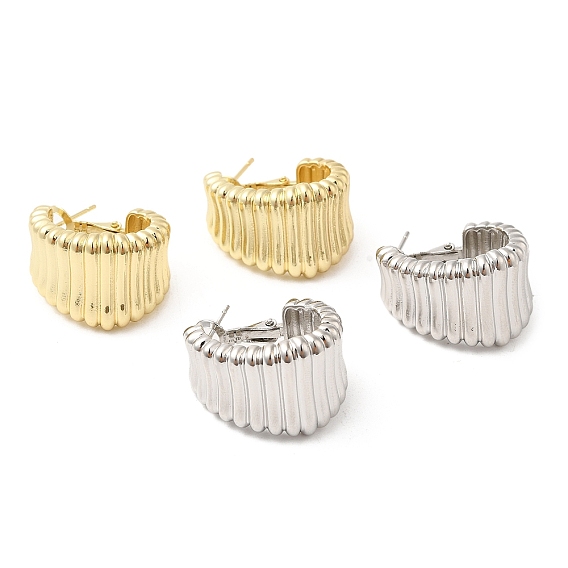Женские серьги-кольца из латуни с рифленой каплей