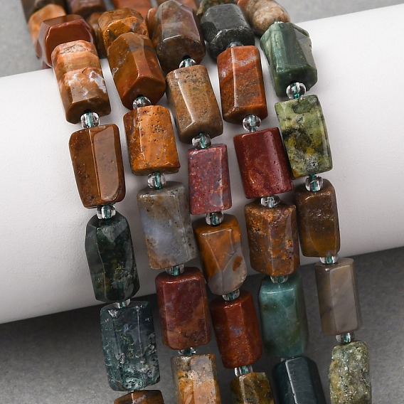 Океан Природный яшмы бисер нитей, граненые, колонка, с бисером