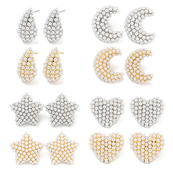 Серьги-гвоздики из латуни и АБС-пластика с имитацией жемчуга, долговечный, реальный 18 k позолоченный