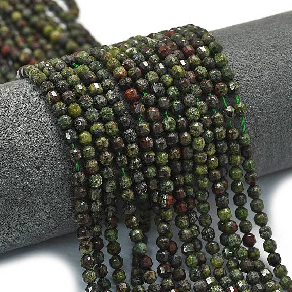 Бисер натуральный дракон крови пряди, энергетическая призматическая огранка с двойными концами бусины, граненые двухконусные