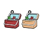 Baking Paint Alloy Enamel Pendants, Insulated Box Charms, Black